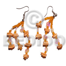 dangling white rose  multicolored sequins / orange - Shell Earrings