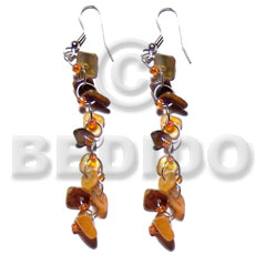Dangling orange hammershell square cut Shell Earrings