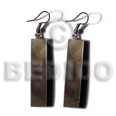 dangling 40mmx10mm blacklip bar  5mm black resin backing - Shell Earrings