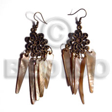 dangling  40mmx8mm brownlip sticks - Shell Earrings