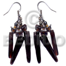 dangling 3 pcs. 40mmx8mm blacktab sticks  blacktab nuggets accent - Shell Earrings