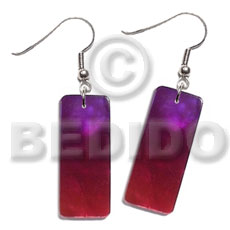 dangling 20mmx8mm rectangular two tone red-purple combination  kabibe shell - Shell Earrings