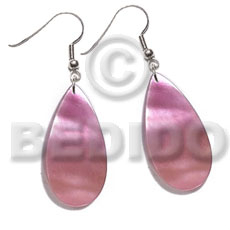 dangling kabibe inverted rounded teardrop 20mmx10mm-two tone - lavender-soft pink combination - Shell Earrings