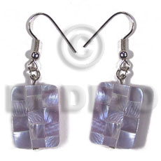 dangling rectangular 35mmx26mm  lilac hammershell blocking - Shell Earrings