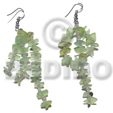 dangling mint green sq. cut hammershells - Shell Earrings