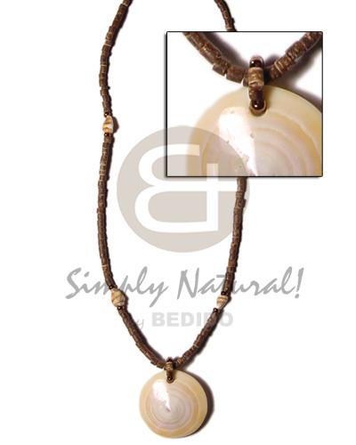 2-3mm coco heishe brown/nassa alt.  cunos pendant - Shell Necklace
