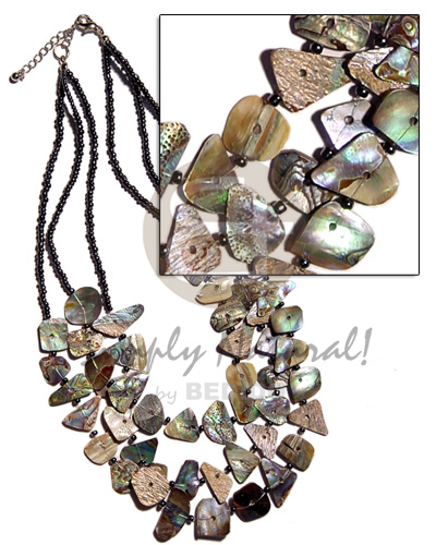 hand made 3 rows multilayered paua Shell Necklace