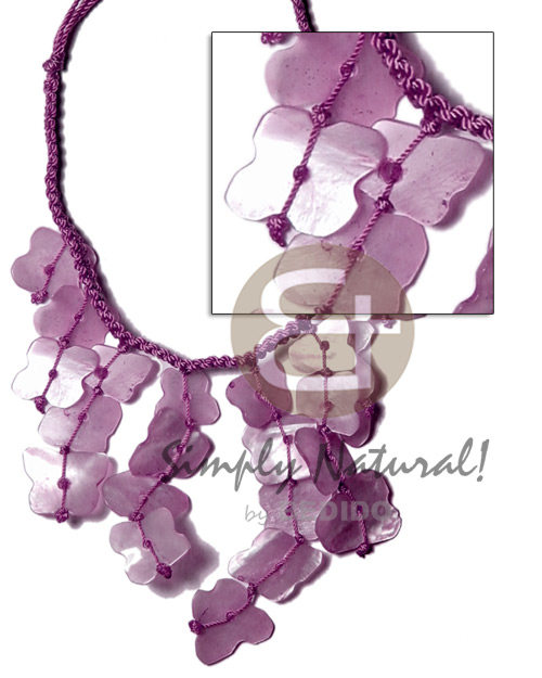 Subdued lavender macrame dyed Shell Necklace