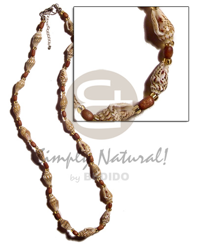 hand made Nassa tiger rice wood Shell Necklace