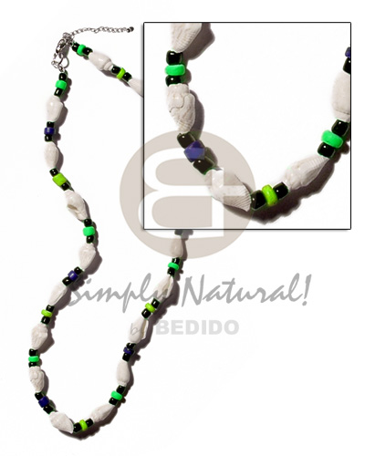 nassa white  4-5mm coco Pokalet. & glass beads combination - Shell Necklace