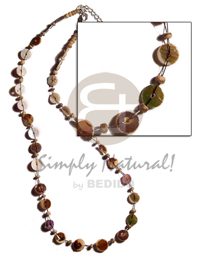 floating green shell heishe  skin - Shell Necklace