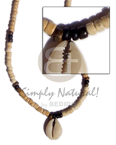 4-5 coco pukalet bleach  nat. black / brown / cut sigay - Shell Necklace