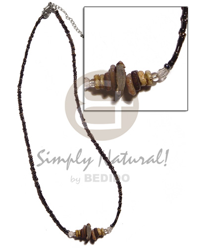 glass beads  brownlip chunks combination - Shell Necklace