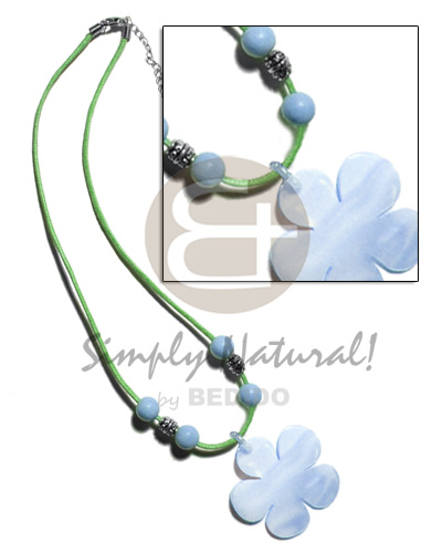 40mm pastel blue kabibe flower Shell Necklace