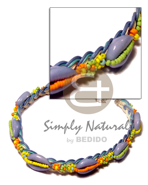 colored sigay in wax cord macrame choker  coco multicolored   accent - Shell Necklace