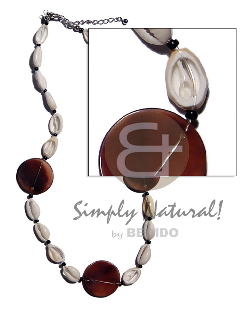 floating cut sigay  25mm black tab combination - Shell Necklace
