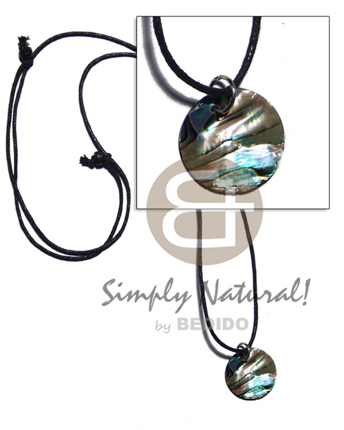 25mm paua abalone on adjustable wax cord - Shell Necklace
