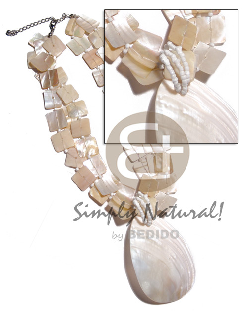 3 rows 15mm floating kabibe Shell Necklace