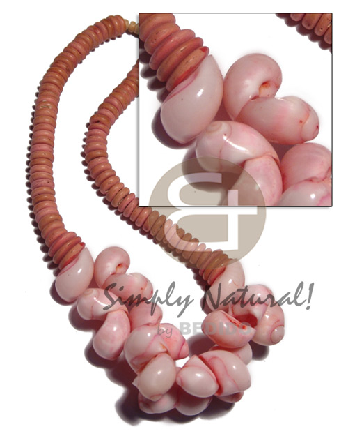 10mm peach coco Pokalet  cebu beauty in pink tone / 18 in. - Shell Necklace