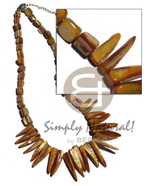kabibe nuggets  matching kabibe sticks in golden yellow tones / 15in - Shell Necklace