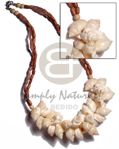 2 rows bayong ricebeads  seashells combination / 18in - Shell Necklace