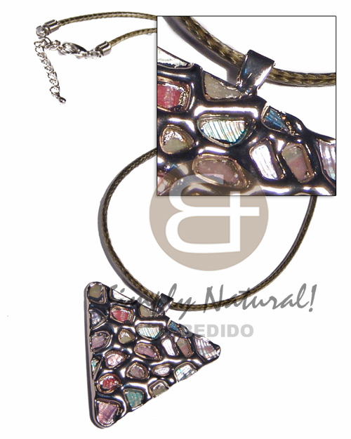 Triangle 50mm glistening abalone in Shell Necklace