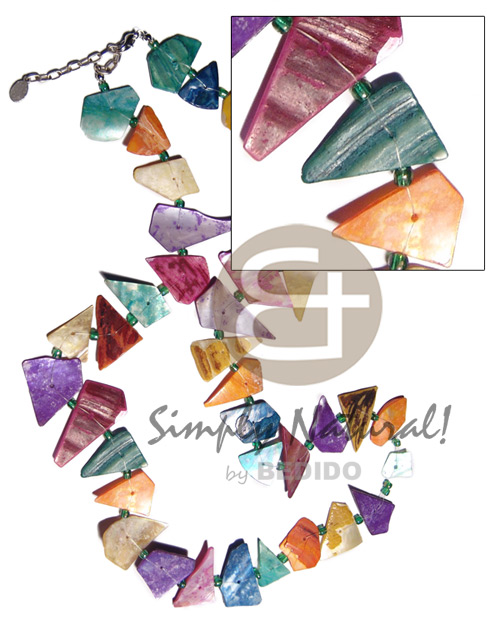 floating crazy cut multicolored hammershells  skin in varied sizes - 40mm/25mm/20mm / 30in - Shell Necklace