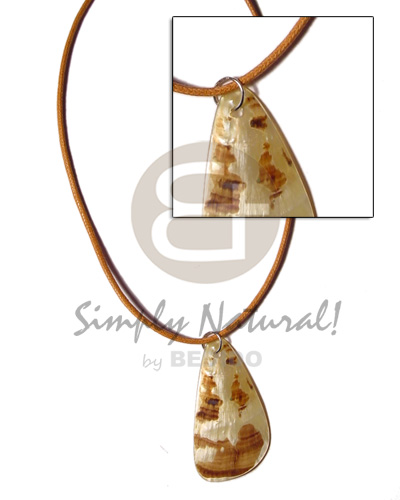 cord  teardrop 45mm MOP  golden skin pendant - Shell Necklace