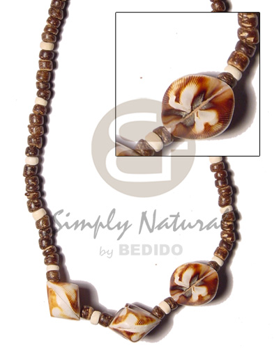 4-5 coco Pokalet nat brown  3  cacol shell accent - Shell Necklace