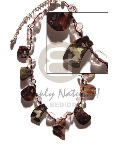 floating black lip nuggets  stone crystals - Shell Necklace