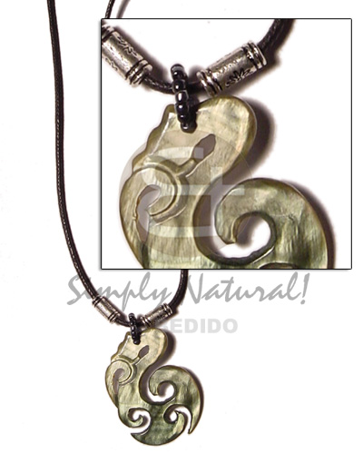 Celtic blacklip in wax cord Shell Necklace