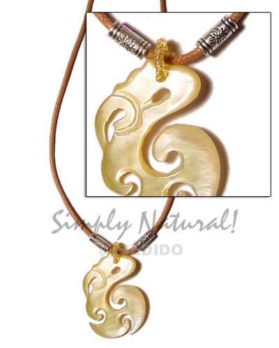 celtic MOP in wax cord 40mmx25mm - Shell Necklace