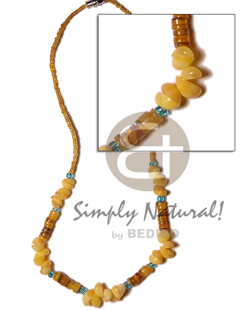 Yellow mongo shell and hammershell Shell Necklace
