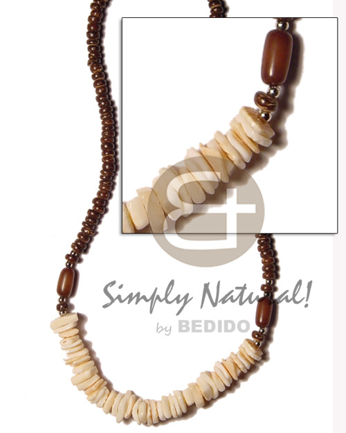 hand made Brown 4-5mm yellowish white Shell Necklace