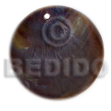 round tipay shell  black resin backing 40mm - Shell Pendant