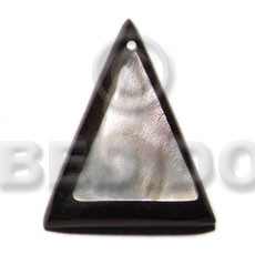 50mm hammershell triangle  thick black resin frame and backing - Shell Pendant