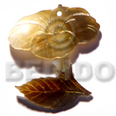 35mm brownlip flower   stem - Shell Pendant