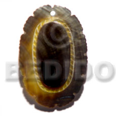 oval grooved blacklip  skin  40mm - Shell Pendant
