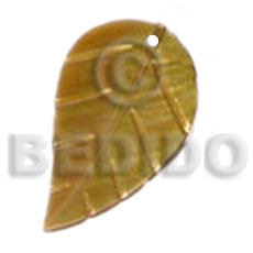 hand made 25mmx15mm brownlip leaf Shell Pendant