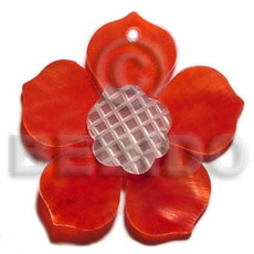 red 25mm hammershell flower  grooved nectar - Shell Pendant
