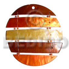 segmented kabibe shell circle 55mmm diameter/ 2 color combinationnation & MOP - Shell Pendant