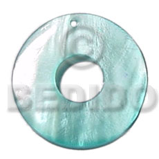 donut blue hammershell 35mm   10mm center hole - Shell Pendant