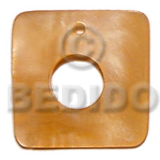 square 35mm orange hammershell  10mm center hole - Shell Pendant