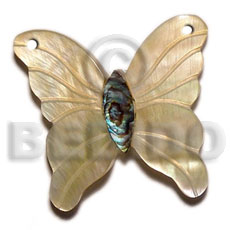 40mm butterfly MOP  paua abalone accent - Shell Pendant