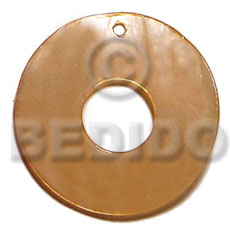 40mm donut  orange hammershell  15mm center hole - Shell Pendant