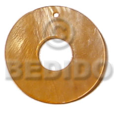 40mm donut  golden yellow hammershell  15mm center hole - Shell Pendant