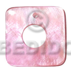 40mmx40mm square  pink  hammershell  15mm center hole - Shell Pendant