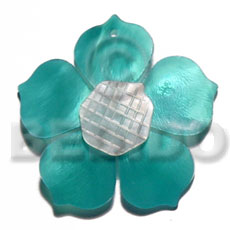 aqua blue 25mm hammershell flower  grooved nectar - Shell Pendant