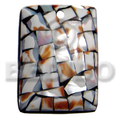 45mmx35mm rectangular laminated cowrie tiger Shell Pendant