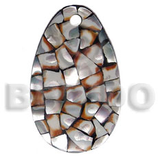 60mmx40mm teardrop laminated cowrie tiger shell chips  resin backing - Shell Pendant